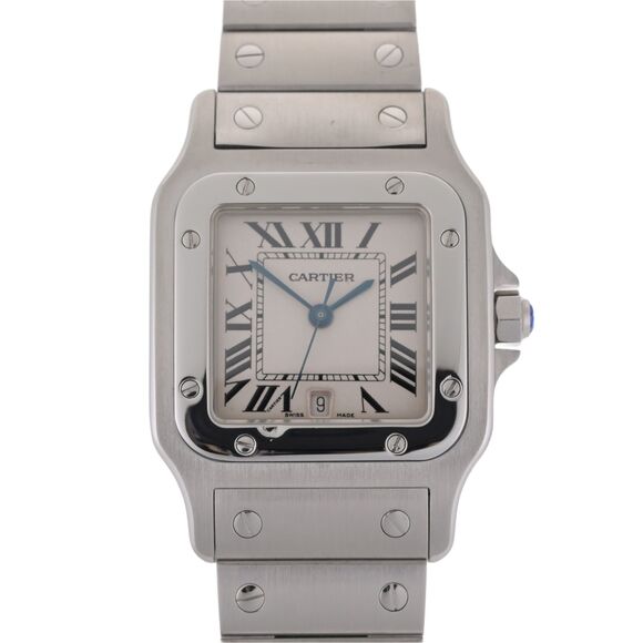 Cartier Santos Galbee Large 1564 White Roman Dial 29mm Watch - Picture 1 of 12